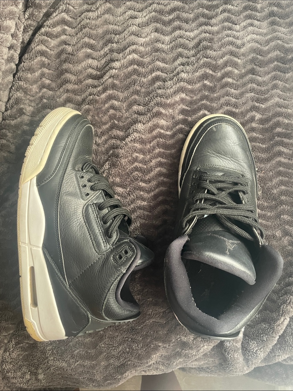Jordan Black Leather High-Top Sneakers with Off-White Midsole
